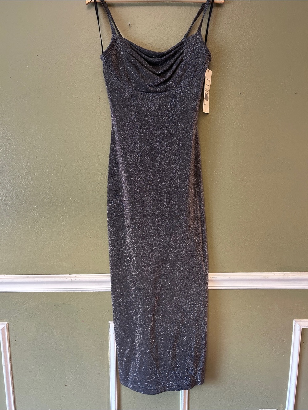 NWT Vintage Y2K Shimmery Gunmetal Whimsigoth Witchy Bias Cut Maxi Slip Dress